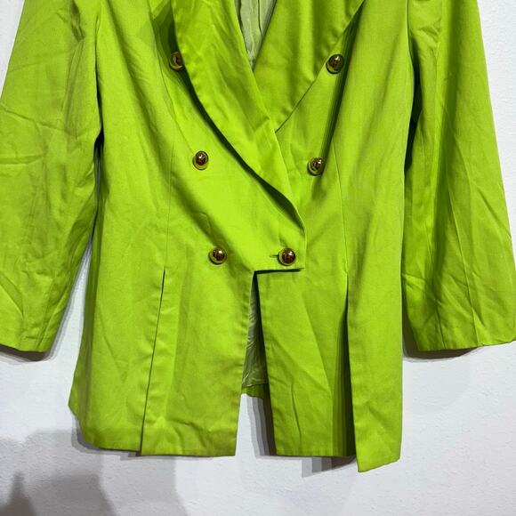 Ebony Spiegel Lime Green Vintage Double Breast Blazer Sz M - Picture 4 of 14
